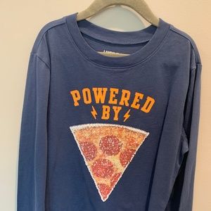Lands End Sequin Flip Shirt - Pizza! Size M/10-12